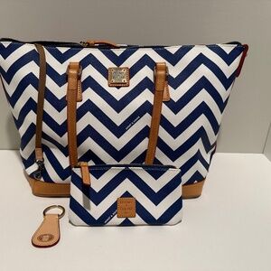 Dooney & Bourke Blue and White Chevron Tote